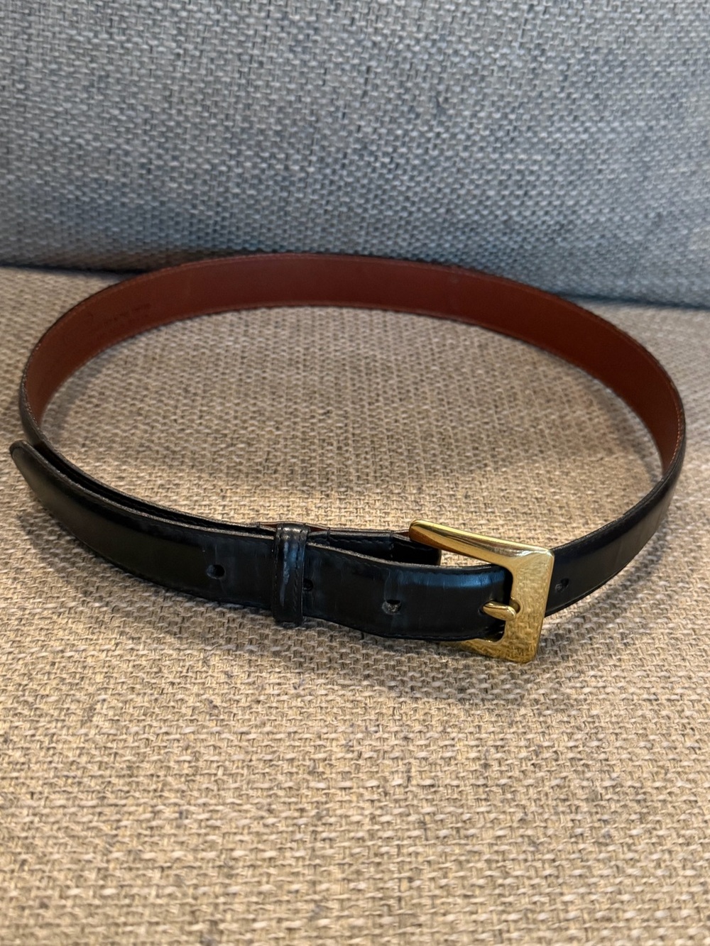 EUC - Vintage Coach Black Leather Belt with Gold Square Buckle - Small